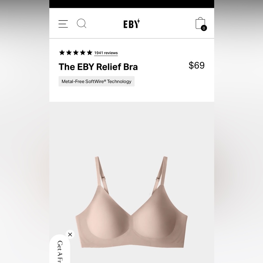 EBY Relief Bra NWT. Nude size Small